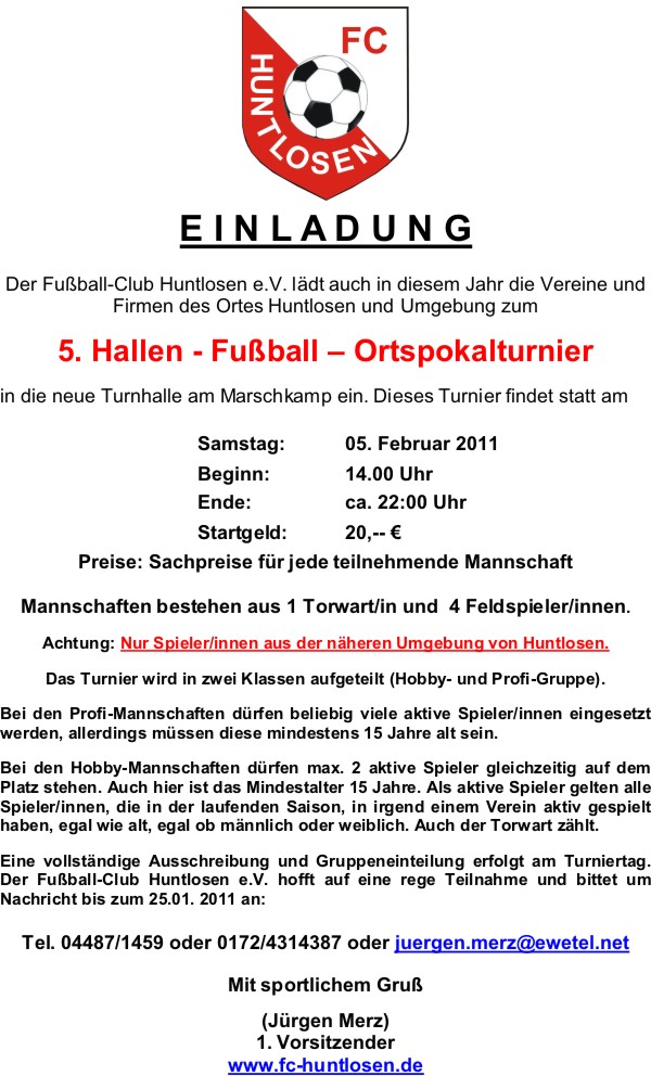 5. hunte hallen cup ortspokal